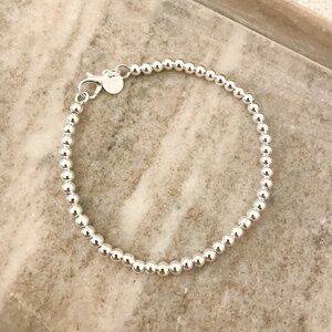 925 Sterling Silver Bead Bracelet 4 mm Ball Bracelet Small Round Bead Bracelet